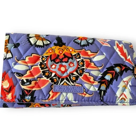 Title: Vera Bradley RFID Mural Garden Wristlet Wallet Coastal Boho Print Clutch - Picture 6 of 12